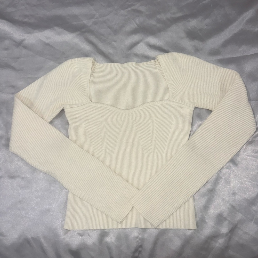 cream ribbed long sleeve